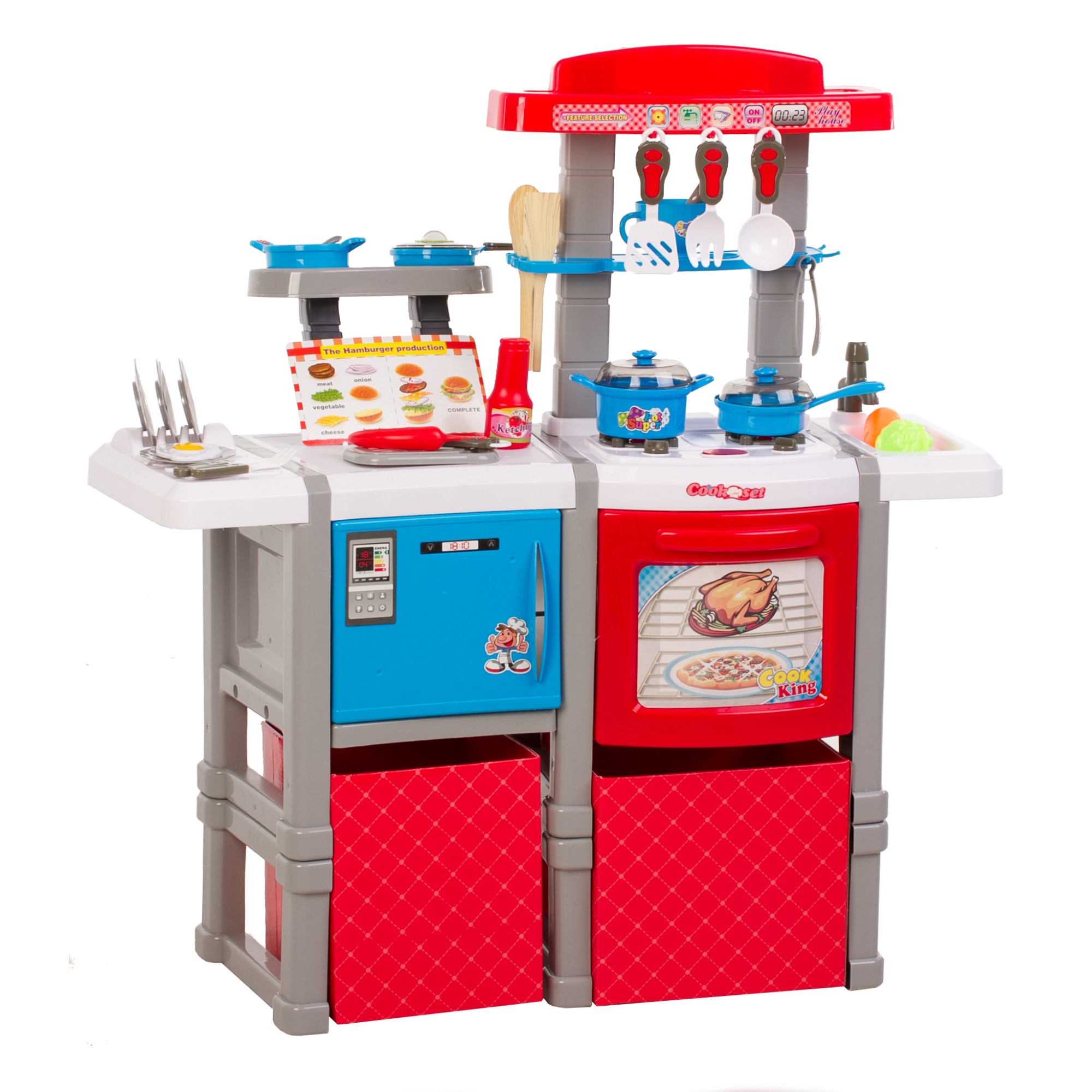 Bucatarie MULTIFUNCTIONALA IDL, SUPERCHEF STUDIO, 82 cm Inaltime, Cu Efecte luminoase si sonore, Dotata cu accesorii simbolice, Dezvolta la copii abilitatile motorice, imaginatia si creativitatea, Este o piesa originala pentru camera copiilor