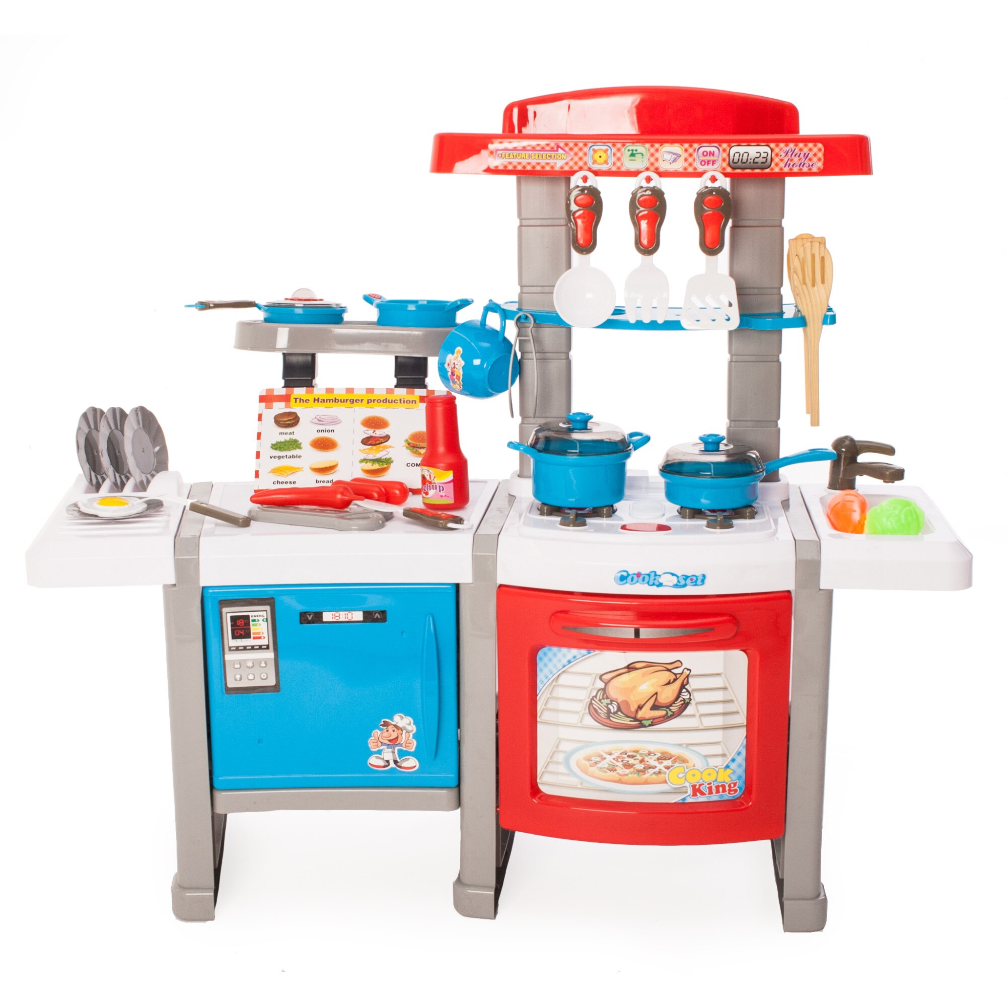 Bucatarie MULTIFUNCTIONALA IDL, CookMaster, 60 cm Inaltime, Cu Efecte luminoase si sonore ce stralucesc in Design Frantuzesc, Dotata cu o Multitudine de elemente simbolice ce contureaza imaginea unui mic bucatar