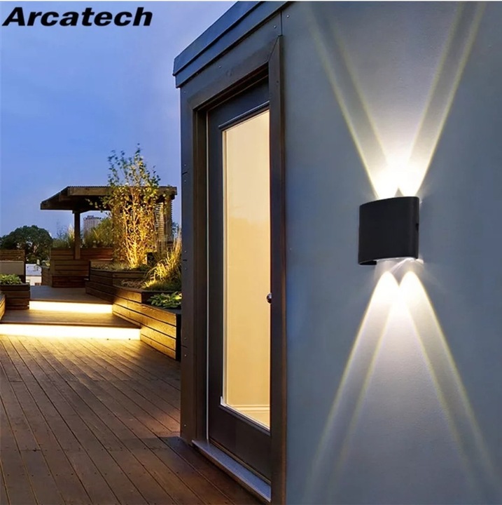 Aplica Led de Perete 4W, Exterior, Negru, Lumina Calda, IP65