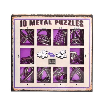 Puzzle mecanic Eureka - 10 metal puzzles - set violet Puzzle mecanic Eureka - 10 metal puzzles - set violet