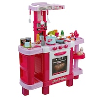 Bucatarie M-Toys cu 37 accesorii, lumini si sunet, Roz
