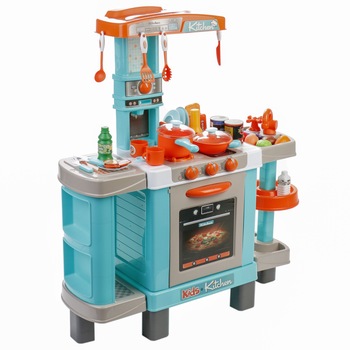 Bucatarie M-Toys cu 37 accesorii, lumini si sunet, Albastru /Portocaliu Bucatarie M-Toys cu 37 accesorii, lumini si sunet, Albastru /Portocaliu