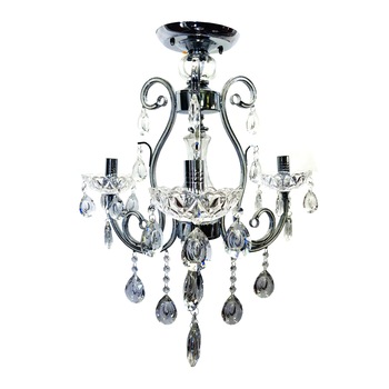 Lustra tip candelabru cristal, 3 brate, argintiu E14, IP20, H0055/3 Lustra tip candelabru cristal, 3 brate, argintiu E14, IP20, H0055/3