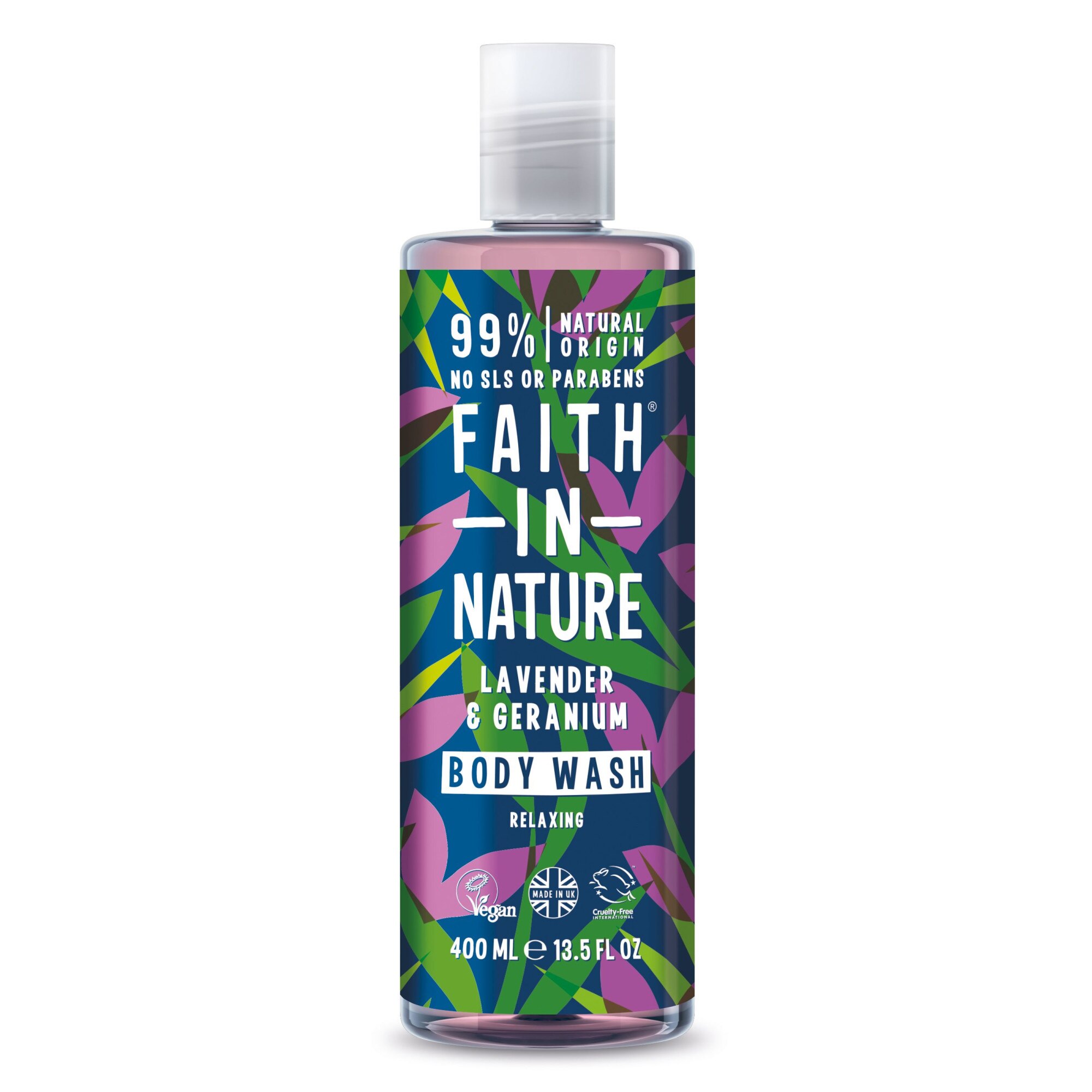 Gel de dus natural cu Lavanda si Geraniu, Faith in nature, 400ml