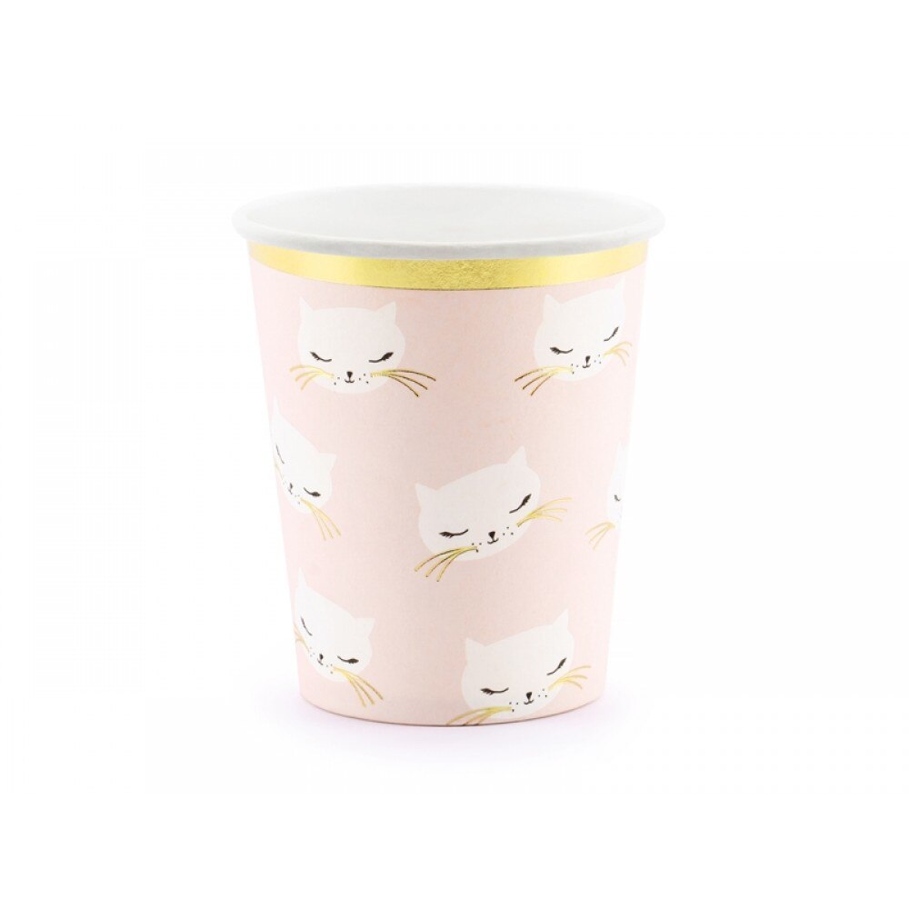 Pahare de carton, Roz, 200ml, 6 buc/set