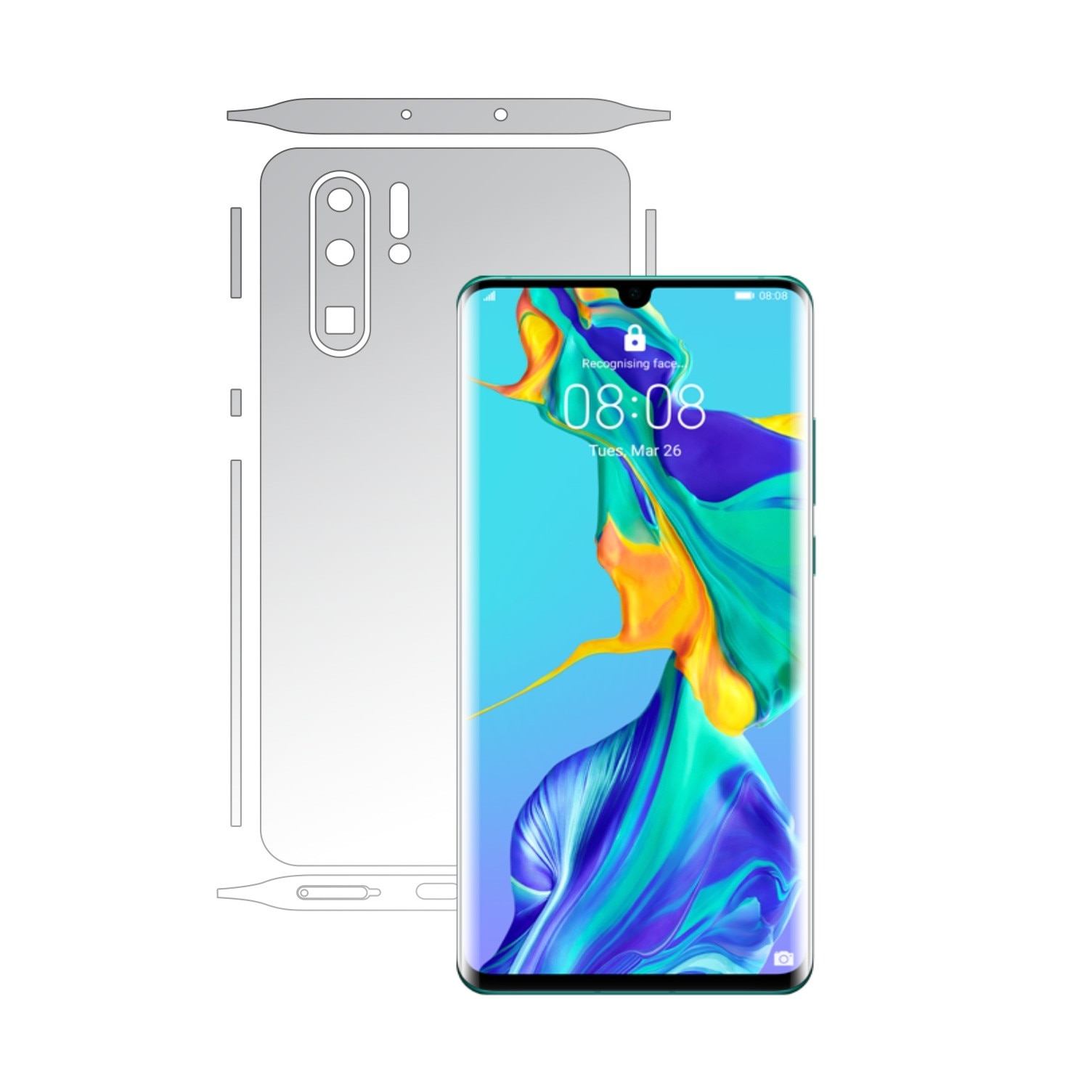Folie Protectie spate Invisible Skinz UHD AutoRegeneranta pentru Huawei P30 Pro - Folie Siliconica Ultra-Clear cu taiere Split Cut pentru Carcasa Spate si Laterale, Skin Adeziv Transparent, Edge to Edge Full Case Cover