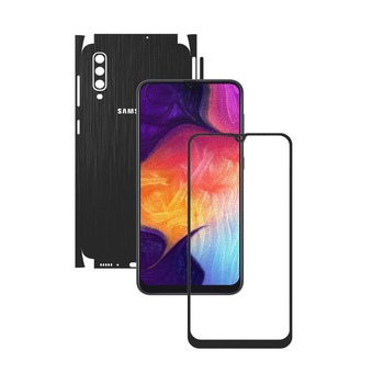 Folie Protectie Carbon Skinz pentru Samsung Galaxy A50 - Brushed Negru 360 Cut, Skin Adeziv Full Body Cover pentru Rama Ecran, Carcasa Spate si Laterale Folie Protectie Carbon Skinz pentru Samsung Galaxy A50 - Brushed Negru 360 Cut, Skin Adeziv Full Body Cover pentru Rama Ecran, Carcasa Spate si Laterale