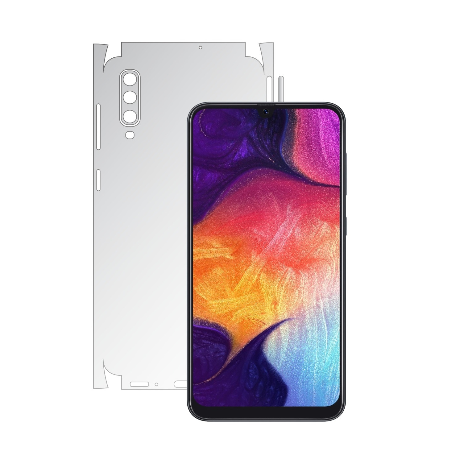 Folie Protectie Spate Invisible Skinz HD pentru Samsung Galaxy A50 - Folie Siliconica Ultra-Clear cu taiere 360 Cut pentru Carcasa Spate si Laterale, Skin Adeziv Transparent, Edge to Edge Full Case Cover