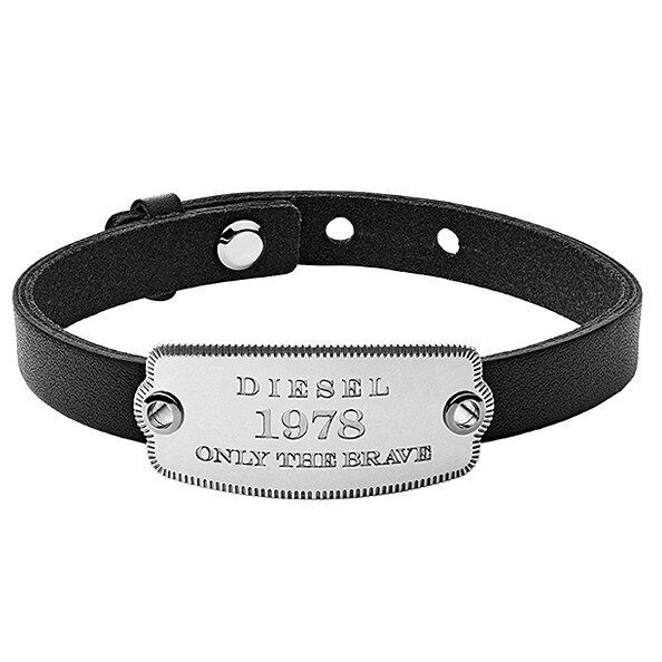 Bratara Diesel Leather Steel DX1130040, Argintiu, Negru