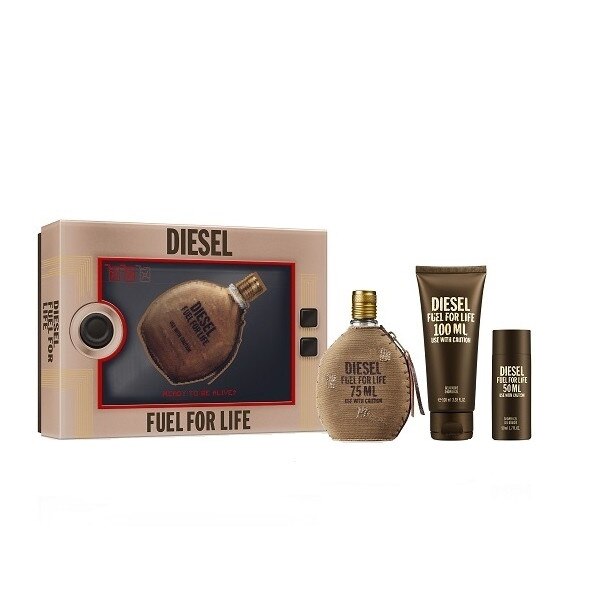 Set Diesel Fuel For Life Homme, Apa de toaleta 75 ml + Gel dus 100 ml + Gel dus 50 ml