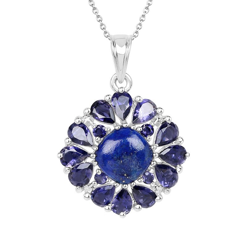 Pandantiv cu Lant Fantazzia Argint 925 Lapis Lazuli, Iolite, Ajustabil 40-50 P5953LAPISIO