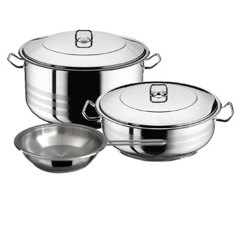 Oala cu capac otel inoxidabil inductie HASCEVHER GASTRO 30 litri fund 3 straturi + cratita 8.5l +tigaie Oala cu capac otel inoxidabil inductie HASCEVHER GASTRO 30 litri fund 3 straturi + cratita 8.5l +tigaie