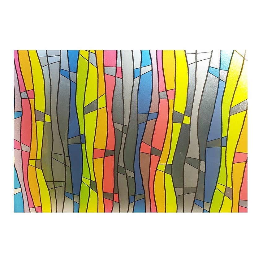 Folie decorativa pentru geam autoadeziva geometric colorat, 5 m x 0.9 m