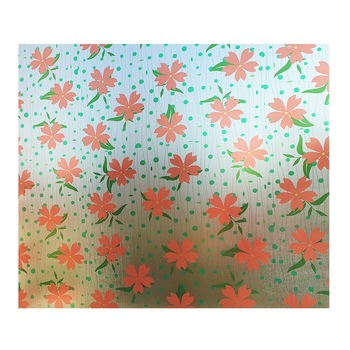 Folie decorativa pentru geam autoadeziva flori rosii si dungi verzi, 10 m x 1 m Folie decorativa pentru geam autoadeziva flori rosii si dungi verzi, 10 m x 1 m