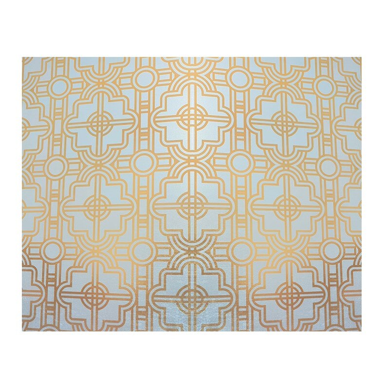 Folie decorativa pentru geam autoadeziva geometric portocaliu, 10 m x 1 m