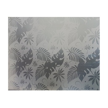 Folie pentru geam decorativa frunze tropicale gri, 10 m x 1 m Folie pentru geam decorativa frunze tropicale gri, 10 m x 1 m