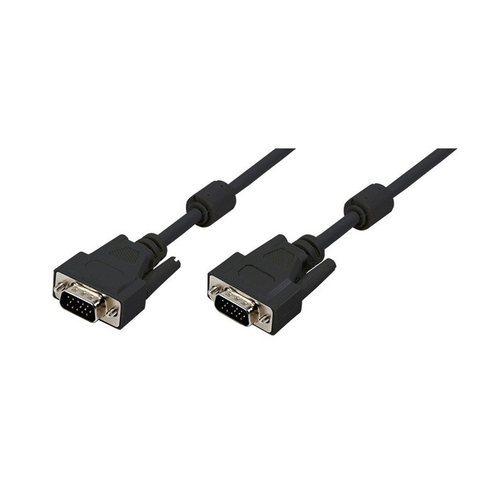 CABLU video LOGILINK, VGA (T) la VGA (T), 1.8m, dublu ecranat, negru, "CV0001" (timbru verde 0.18 lei)