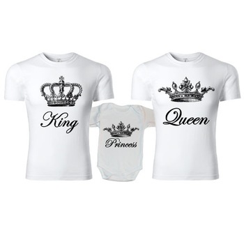 Set 2 tricouri personalizate si 1 body bumbac - Familia Regala, Alb, M si M Set 2 tricouri personalizate si 1 body bumbac - Familia Regala, Alb, M si M
