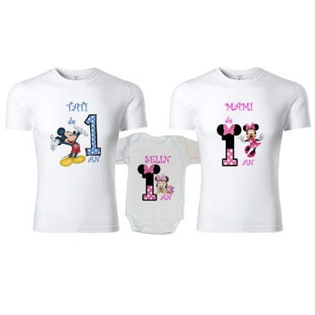 Set 2 tricouri personalizate si 1 body - Minnie M, Alb, M si S Set 2 tricouri personalizate si 1 body - Minnie M, Alb, M si S