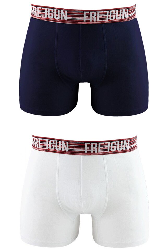 Set 2 boxeri barbati, Freegun, Bleumarin/Alb