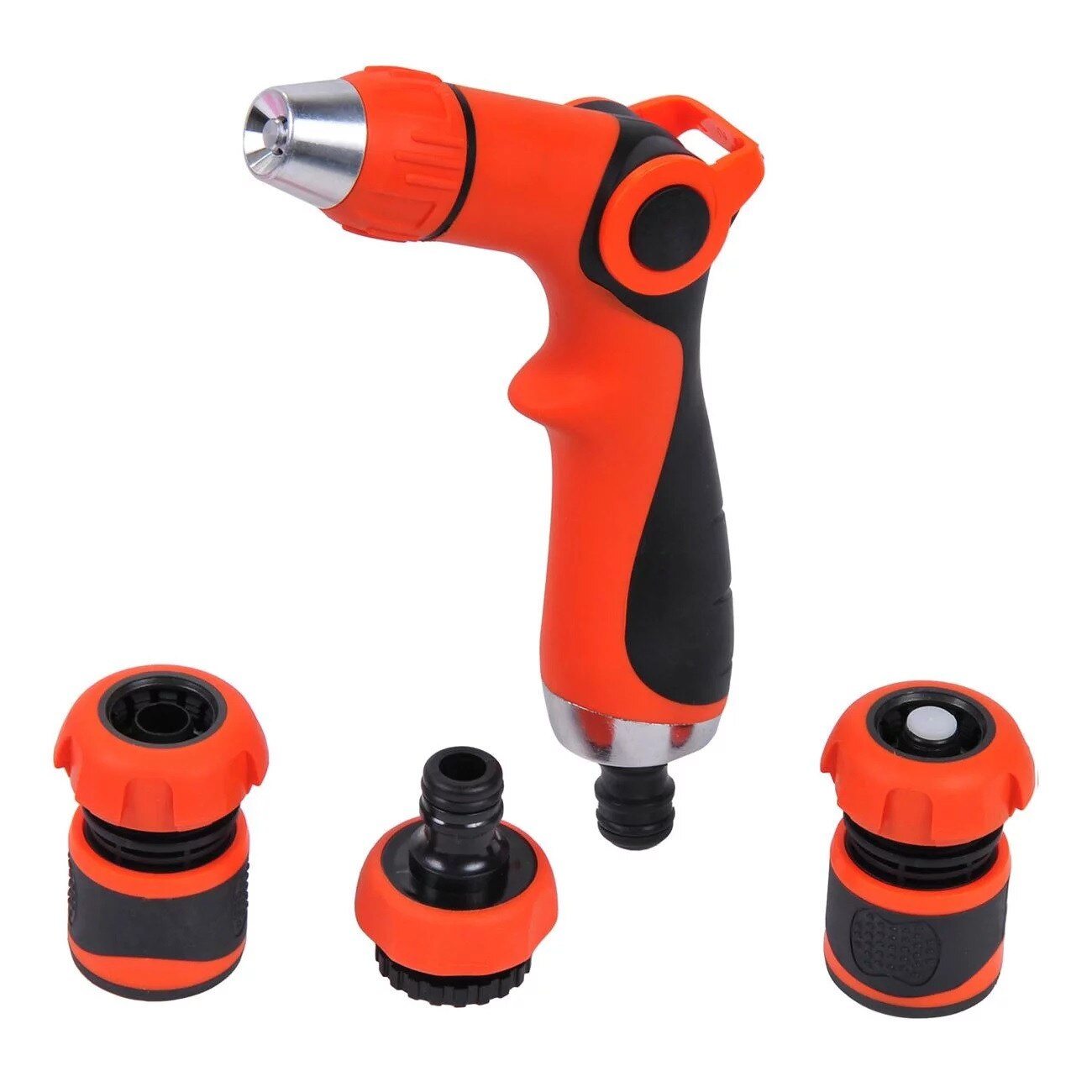 Pistol irigare Zola, cu jet reglabil + 3 accesorii, negru/portocaliu
