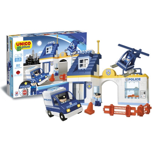 Set constructie Unico pentru copii Statie de politie, 80 piese
