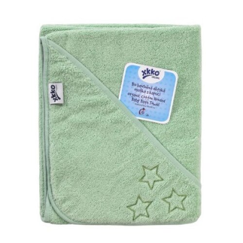 Prosop cu gluga bumbac organic Mint 90x90 cm XKKO XKK_ORGHDT004