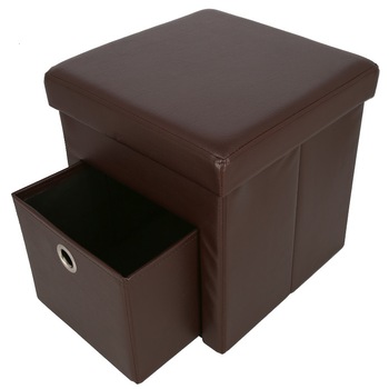 Taburet pliabil cu spatiu de depozitare si sertar, greutate suportata 150 kg, 38X38X38 cm, TB61 MARO Taburet pliabil cu spatiu de depozitare si sertar, greutate suportata 150 kg, 38X38X38 cm, TB61 MARO