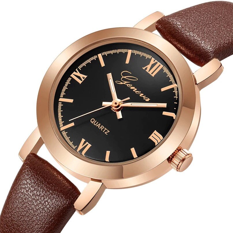 Ceas dama casual Geneva Melanie, maro-negru