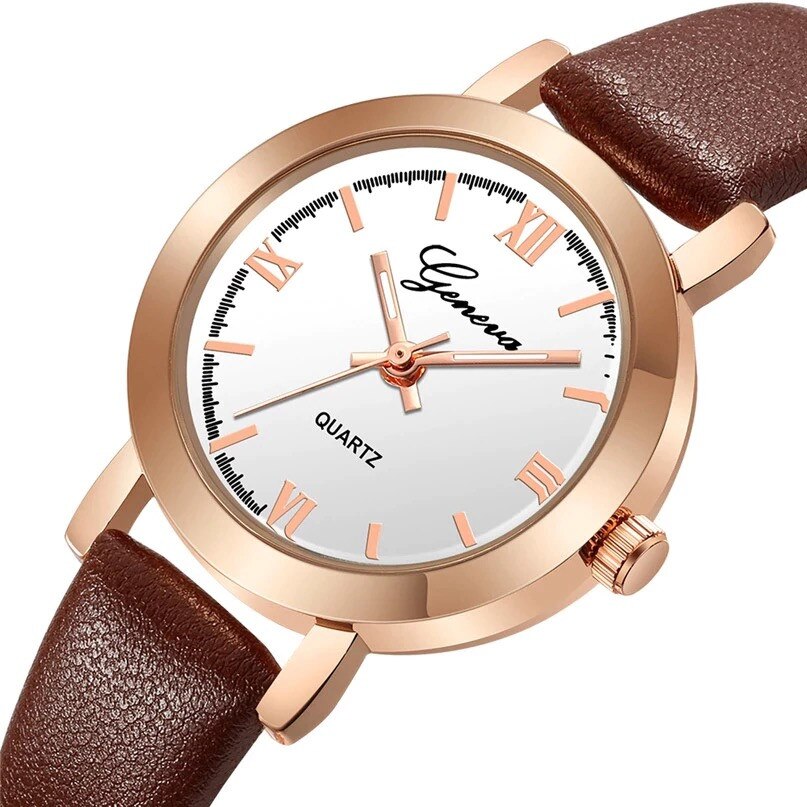 Ceas dama casual Geneva Melanie, maro-alb