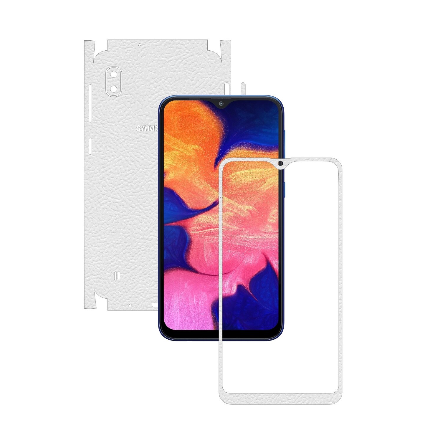 Folie Protectie Carbon Skinz pentru Samsung Galaxy A10 - Piele Alba 360 Cut, Skin Adeziv Full Body Cover pentru Rama Ecran, Carcasa Spate si Laterale