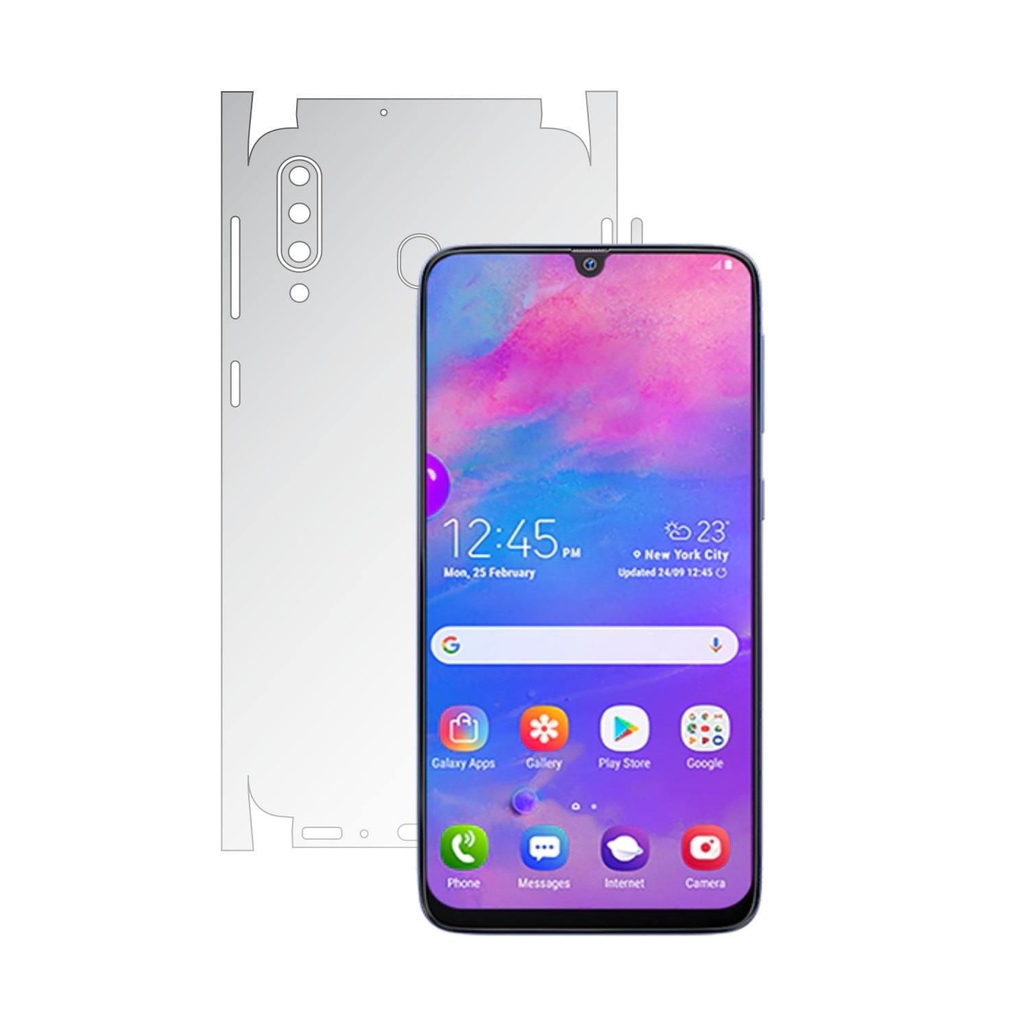Folie Protectie Spate Invisible Skinz HD pentru Samsung Galaxy M30 - Folie Siliconica Ultra-Clear cu taiere 360 Cut pentru Carcasa Spate si Laterale, Skin Adeziv Transparent, Edge to Edge Full Case Cover