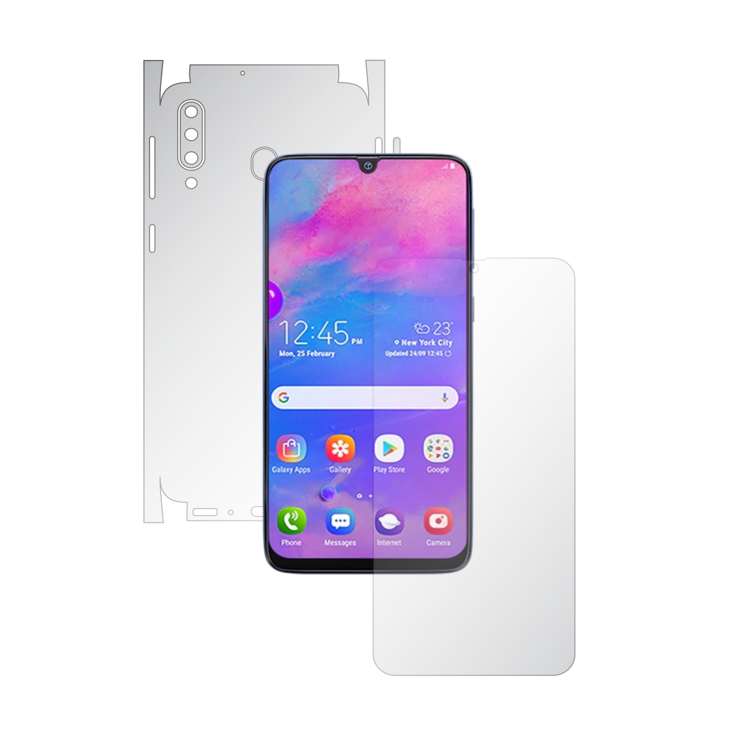 Folie Full Body Invisible Skinz HD pentru Samsung Galaxy M30 - Folie Protectie Siliconica Ultra-Clear cu taiere 360 Cut pentru Ecran, Carcasa Spate si Laterale, Skin Adeziv Transparent, Edge to Edge Cover