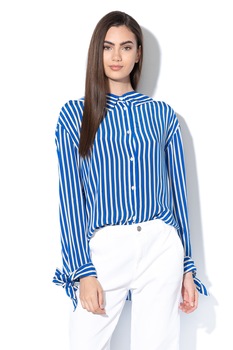 Replay, Camasa in dungi cu banda elastica pe partea din spate, Albastru/Alb, 2XS Replay, Camasa in dungi cu banda elastica pe partea din spate, Albastru/Alb, 2XS