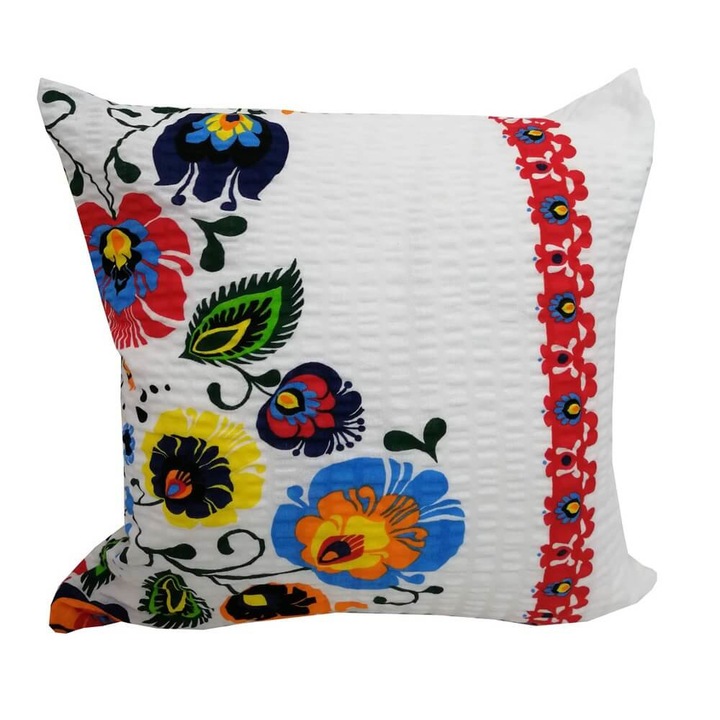 Husa de perna cu model floral FAN, Bumbac, 40x40 cm, Multicolor