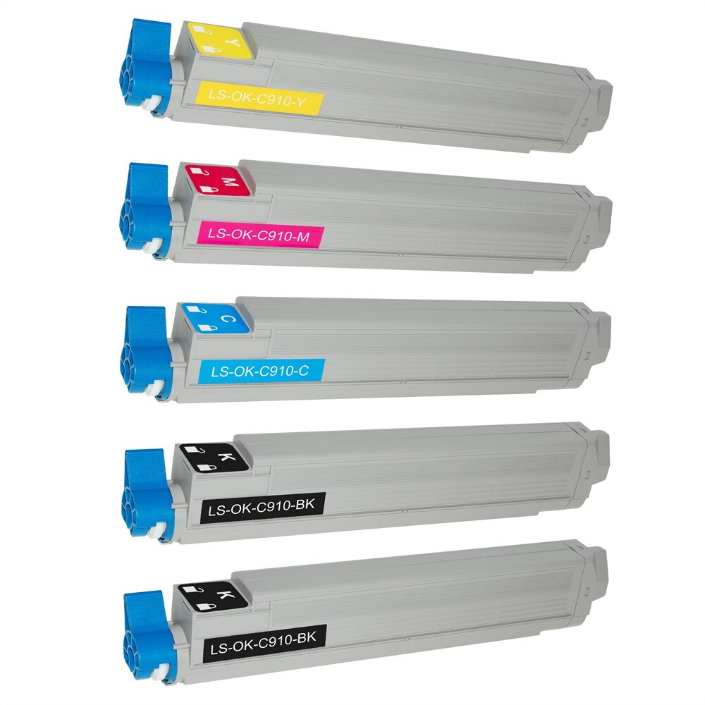 Set 5 Cartuse C910 2BK/C/M/Y 75000 Pag compatibil Oki C 910 Serie A3 -15K