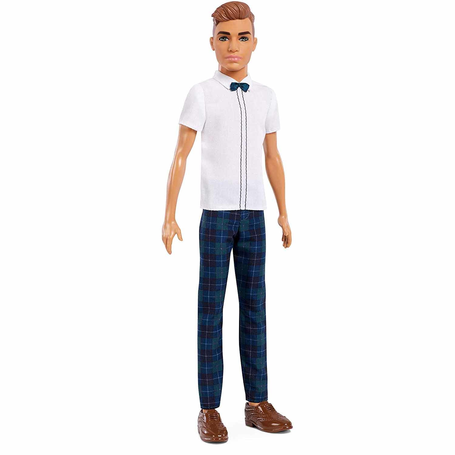 Papusa Ken Fashionistas brunet cu camasa si papion FXL61 Mattel