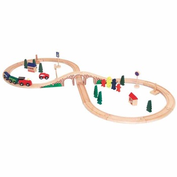 Jucarie tren din lemn cu figurine si cale ferata 90814 Woodyland Jucarie tren din lemn cu figurine si cale ferata 90814 Woodyland