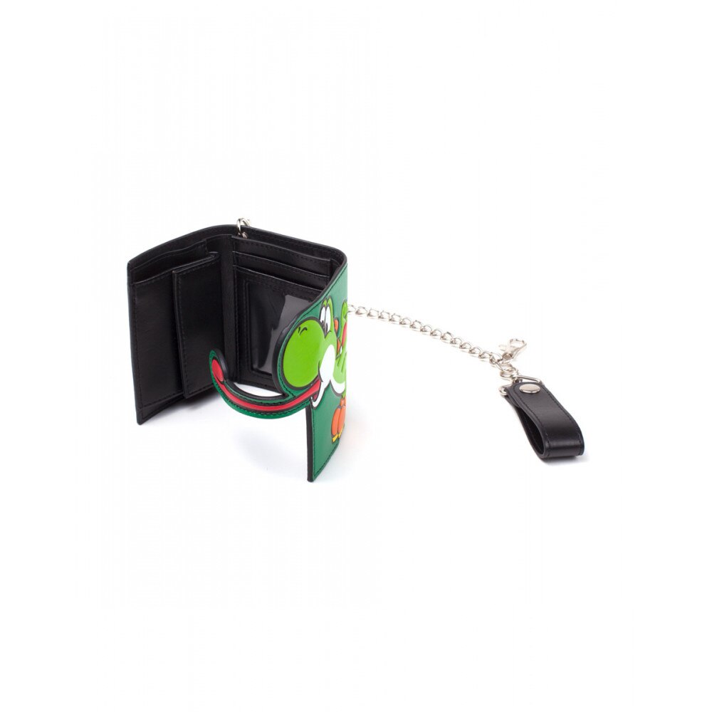 Yoshi Racing Wallet Портфейл Bioworld Super Mario - Yoshi Tongue Tri-Fold Chain Wallet ...
