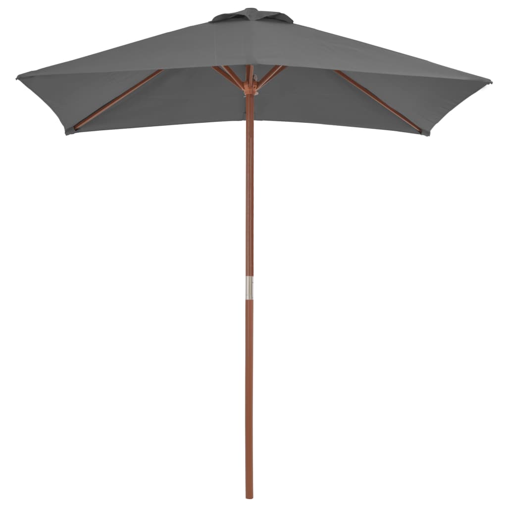 Umbrela de exterior cu stalp de lemn de bambus, vidaXL, Tesatura, 150 x 200 cm, Gri inchis