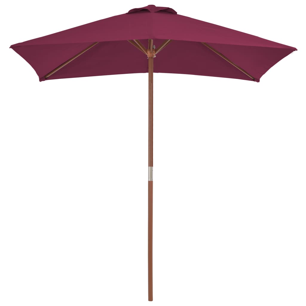 Umbrela de exterior cu stalp de lemn de bambus, vidaXL, Tesatura, 150 x 200 cm, Rosu