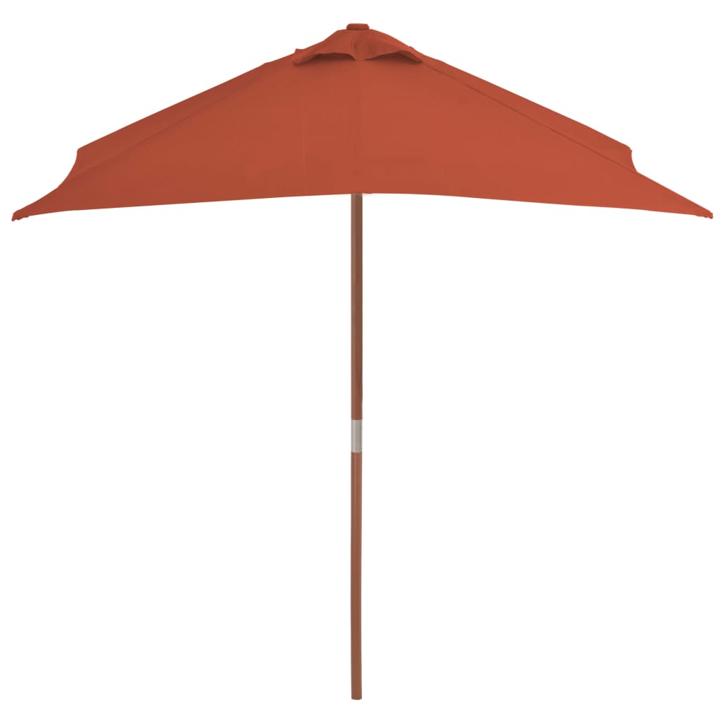 Umbrela de exterior cu stalp de lemn de bambus, vidaXL, Tesatura, 150 x 200 cm, Portocaliu
