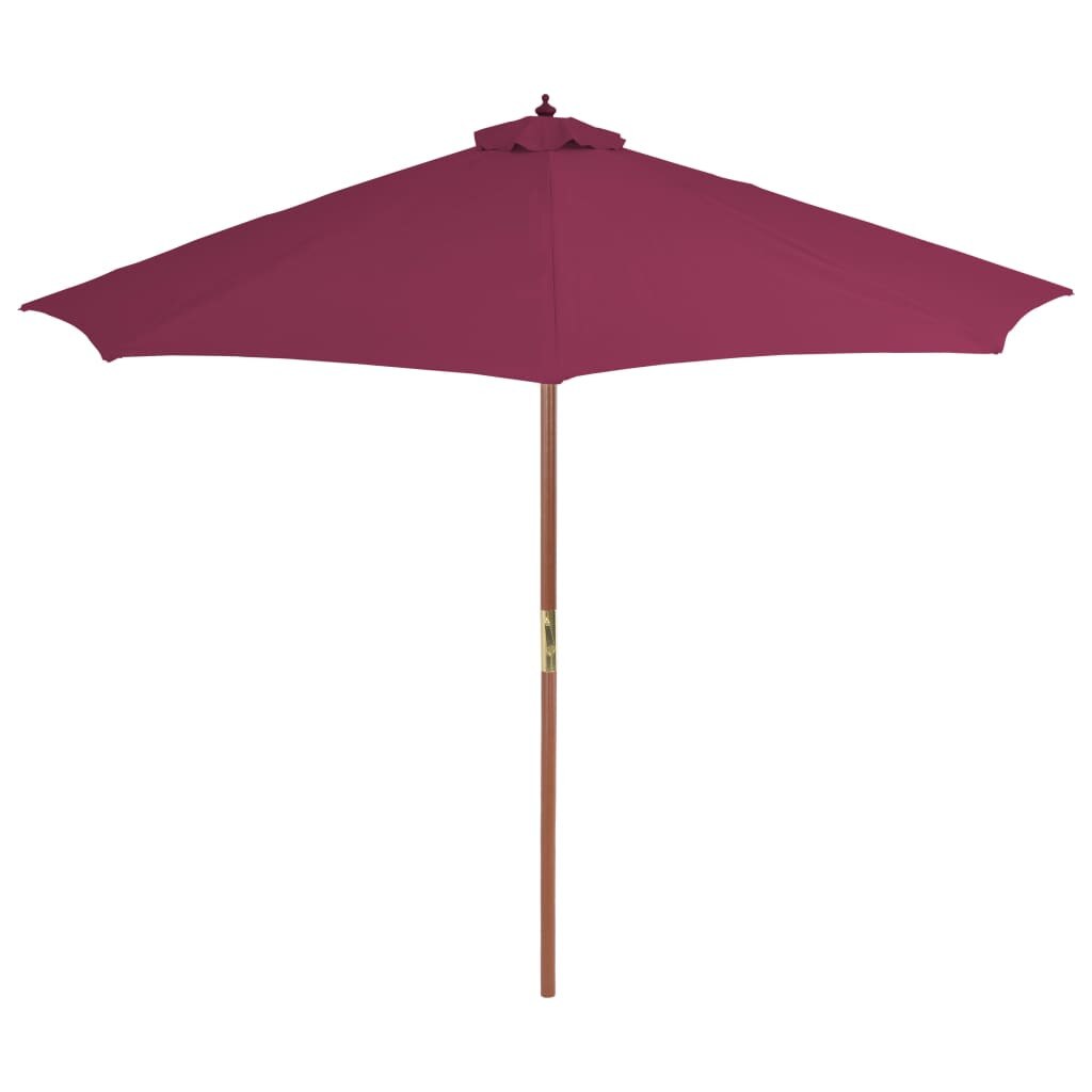 Umbrela de exterior, cu stalp de lemn, vidaXL, Tesatura, 300 cm, Rosu