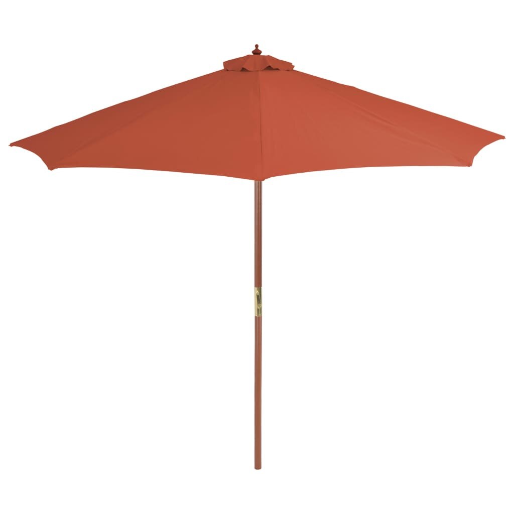 Umbrela de exterior, cu stalp de lemn, vidaXL, Tesatura, 300 cm, Portocaliu