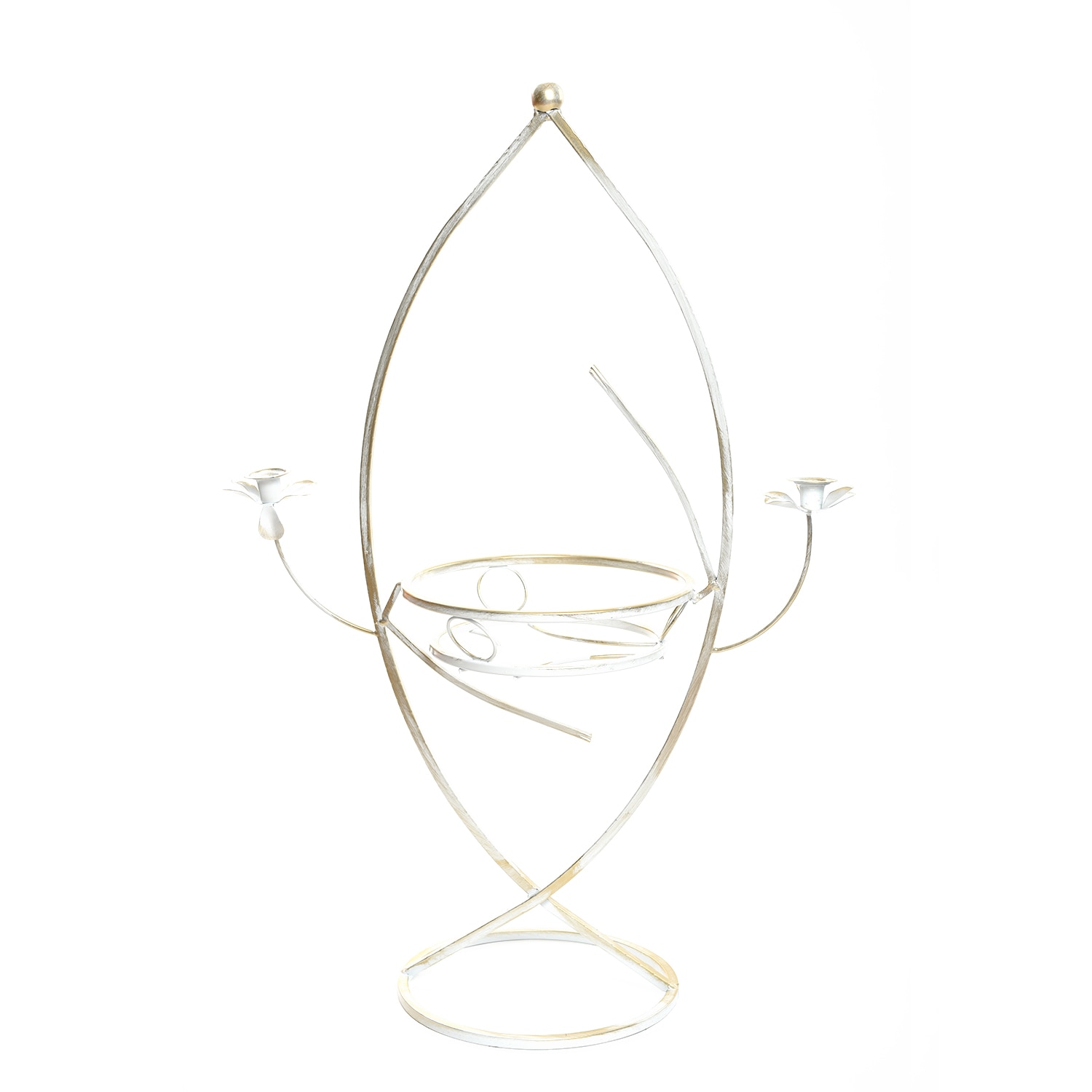 Suport de flori, decorativ, din metal, 10-0408, alb patinat