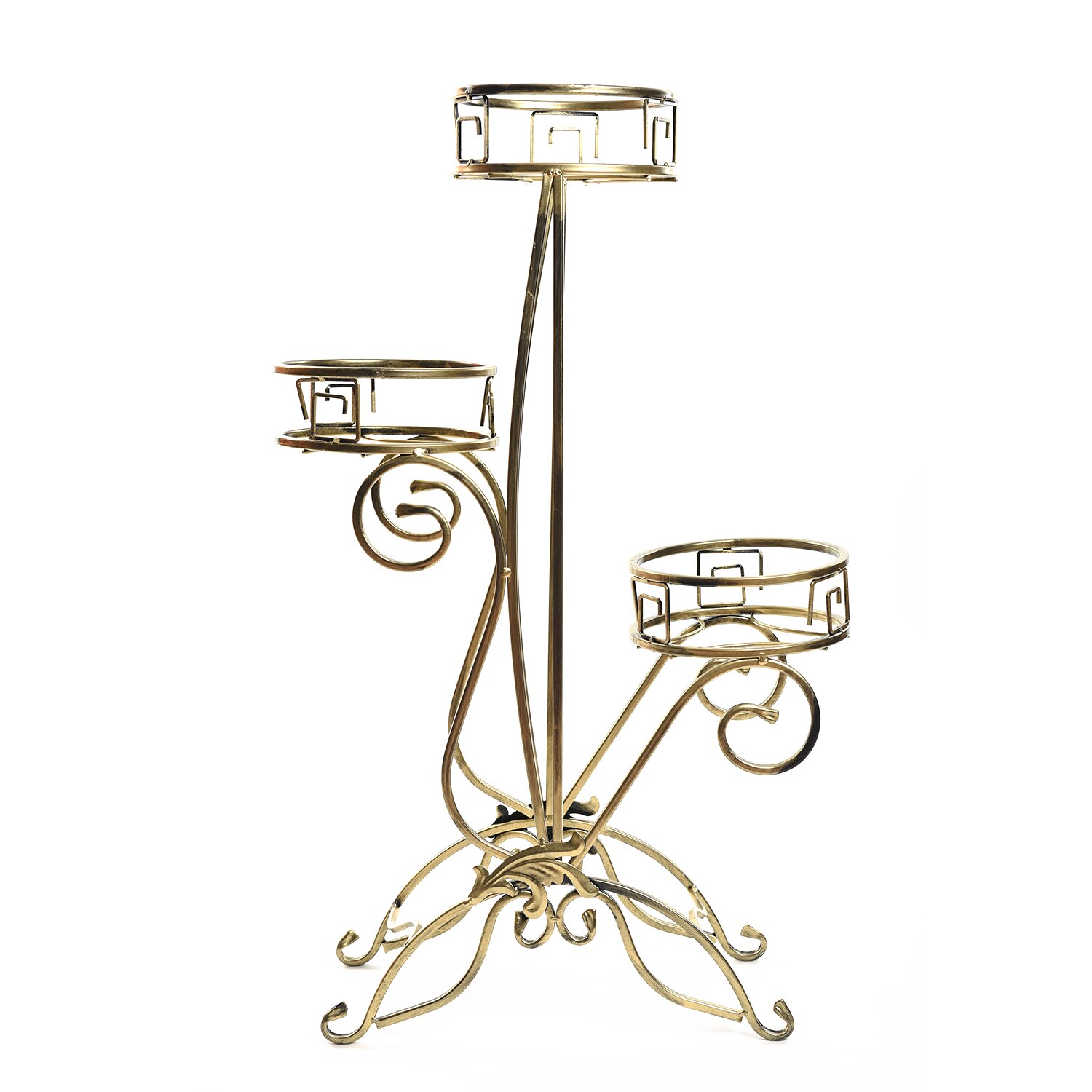 Suport de flori decorativ, din metal, 10-1081, auriu patinat