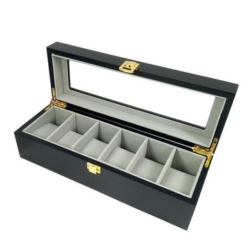 Cutie depozitare LEMN NEGRU MAT 6 ceasuri de mana Cutie depozitare LEMN NEGRU MAT 6 ceasuri de mana