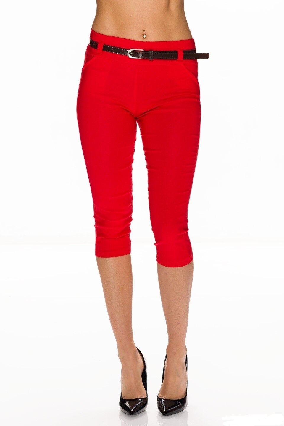 Pantaloni trei-sferturi conici, rosu