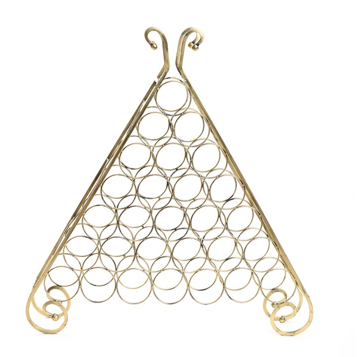 Suport de vin decorativ, 10-0336, auriu patinat