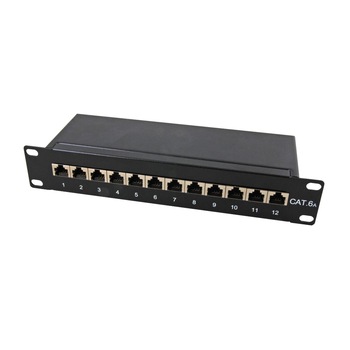 Panou de conexiuni ecranat , Digitus , cat 6 Clasa E , 12 porturi Panou de conexiuni ecranat , Digitus , cat 6 Clasa E , 12 porturi